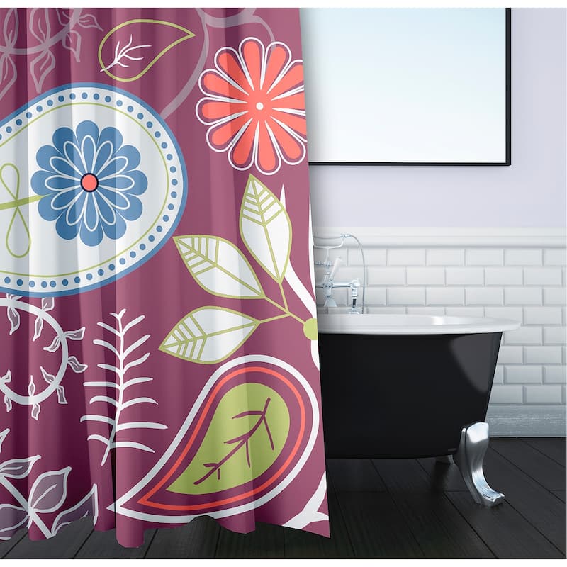 71 x 74 Paisley Floral Print Shower Curtain