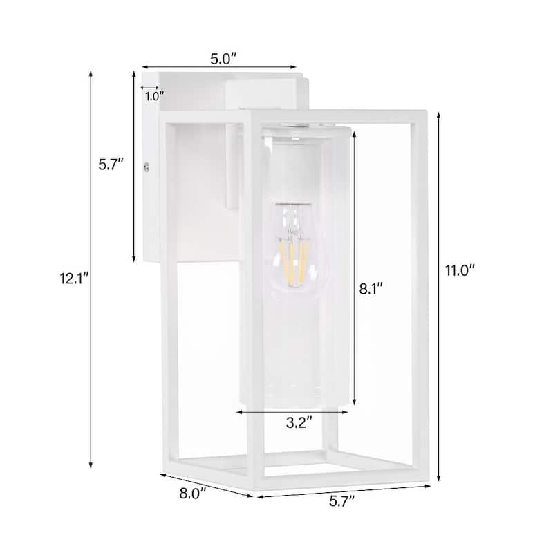 2 Pack Metal 1-Light Clear Glass Outdoor Wall Sconce Light
