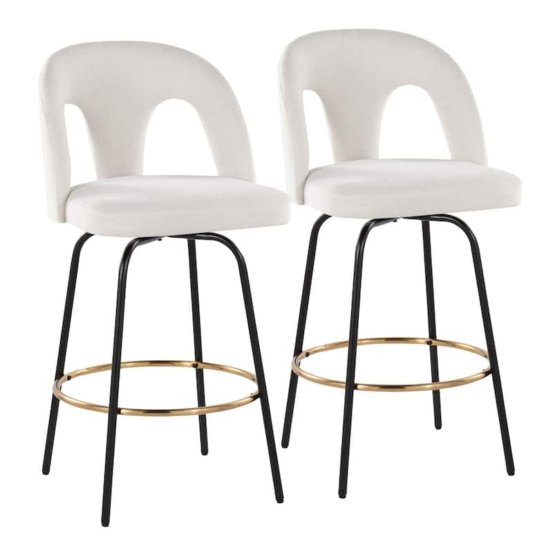 Ava Upholstered 26" Fixed-Height Counter Stool - Set of 2 - White