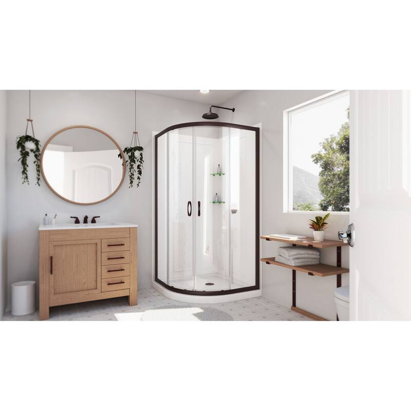 DreamLine Prime 38 in. x 38 in. x 76 3/4 in. H Shower Enclosure, Shower Base and Acrylic Backwall Kit - 38" x 38"