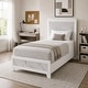 preview thumbnail 1 of 8, Furniture of America Loris Modern White Kids Panel Bed with Faux Marble Headboard Full