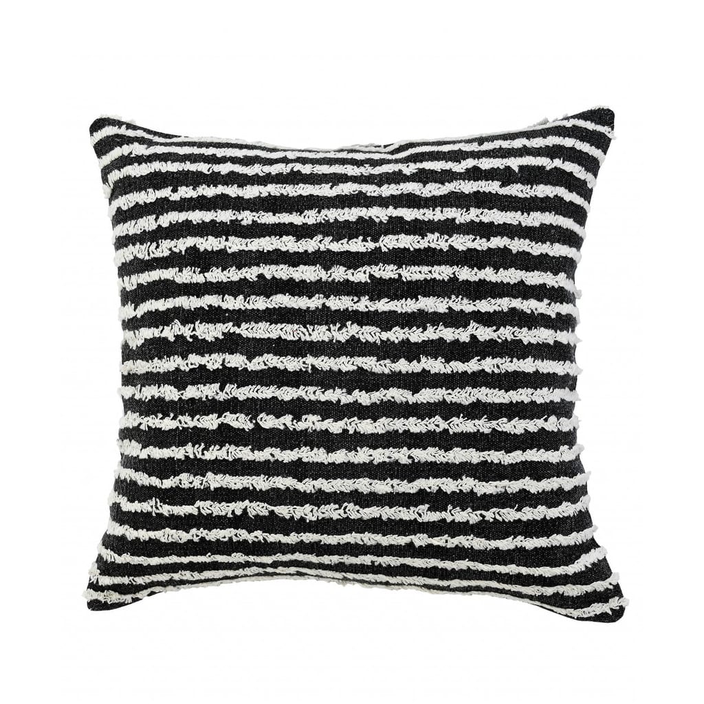 HomeRoots 20" X 20" Black And Cream 100% Cotton Striped Zippered Pillow