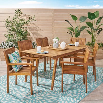 Jersey Outdoor 7 Piece Acacia Dining Set by Christopher Knight Home