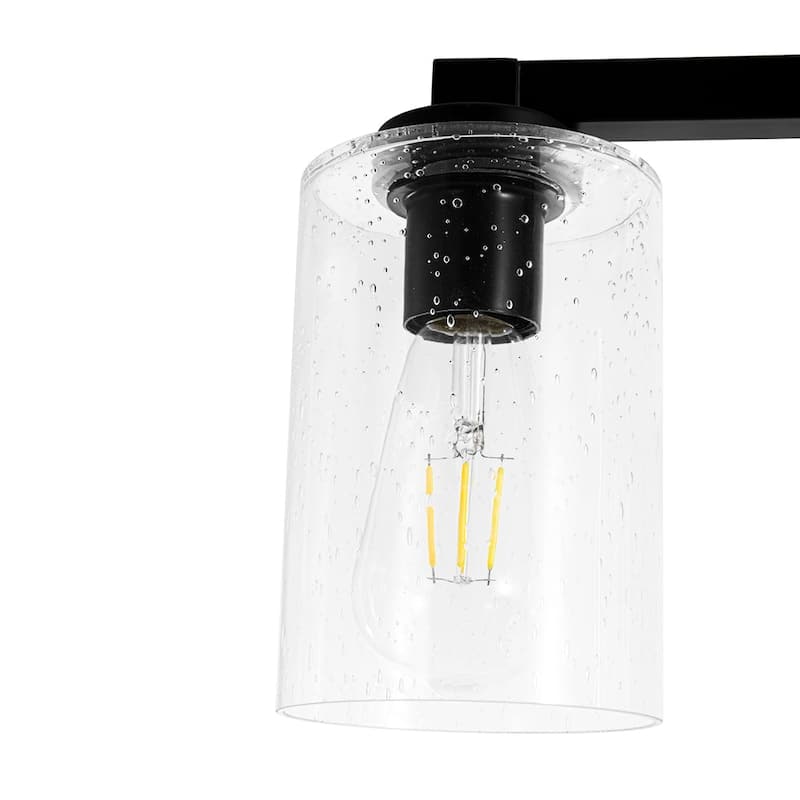 Farmhouse 5-Light Clear Seedy Glass Shade Linear Island Chandelier