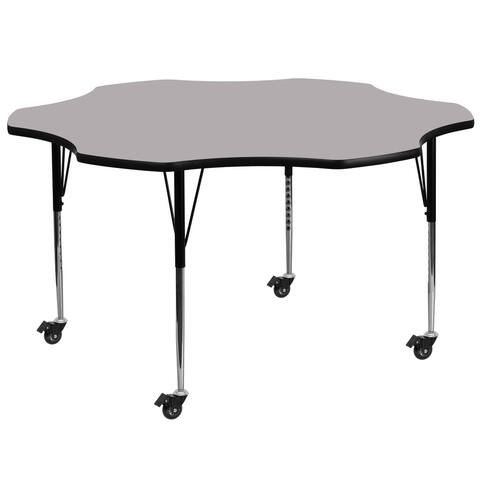 Mobile 60'' Flower Thermal Laminate Activity Table - Adjustable Legs