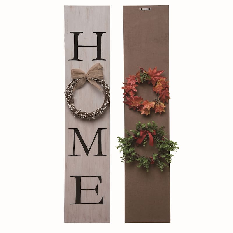 Transpac Wood Multicolor Christmas Interchangeable Wreath Sign Set of 4 - Mutlicolor