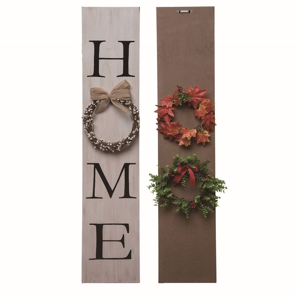 Transpac Wood Multicolor Christmas Interchangeable Wreath Sign Set of 4 - Mutlicolor
