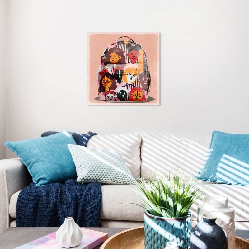 Wynwood Studio Canvas Education and Office Community Backpack Pink and Modern & Contemporary Wall Art Canvas Print - 20 x 20