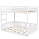 preview thumbnail 19 of 18, Stylish and Simple Full Size Wooden Bunk Bed, Solid Pine Full over Full Floor Bunk Bed Frame with Ladder and Guardrails