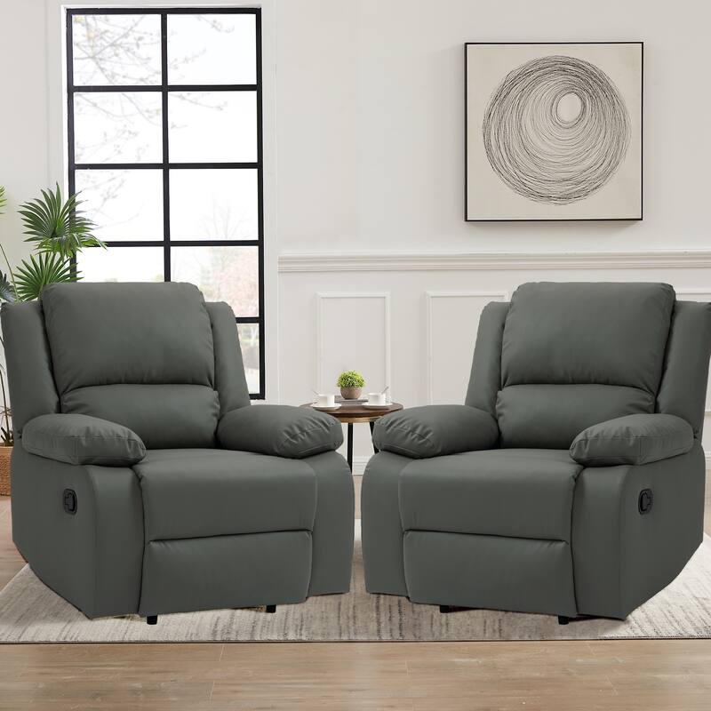 2Set Modern Lounger Upholstered Push Back Manual Recliner Chair