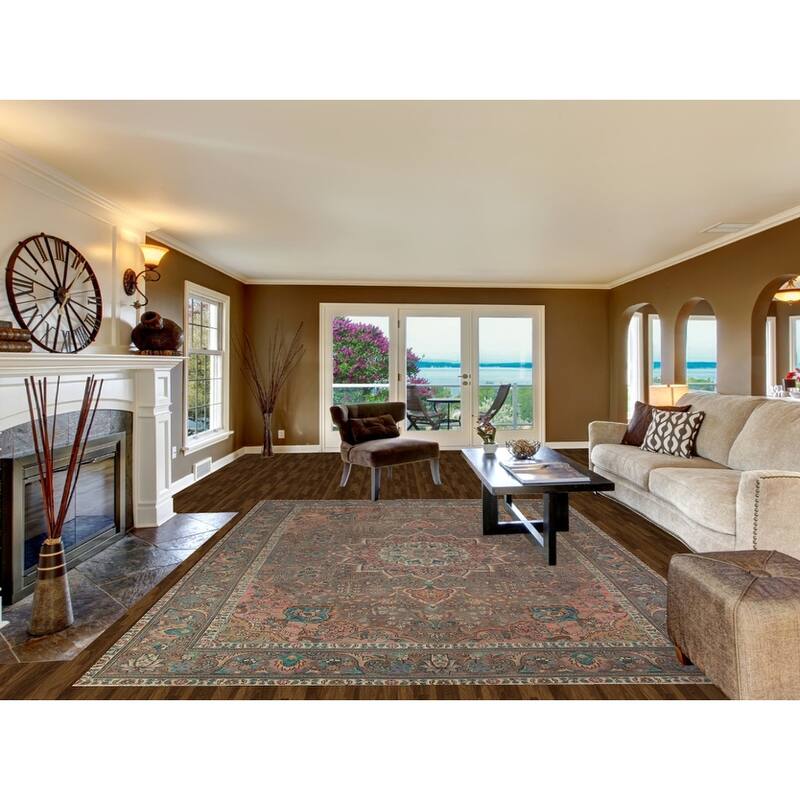 Brown Floral Tabriz Persian Rug Traditional Hand-Knotted Wool Carpet - 8'2"x 11'7"