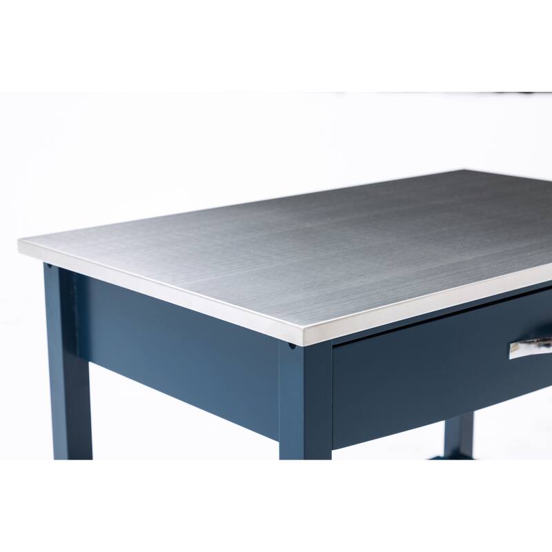 Holland Kitchen Cart With Stainless Steel Top