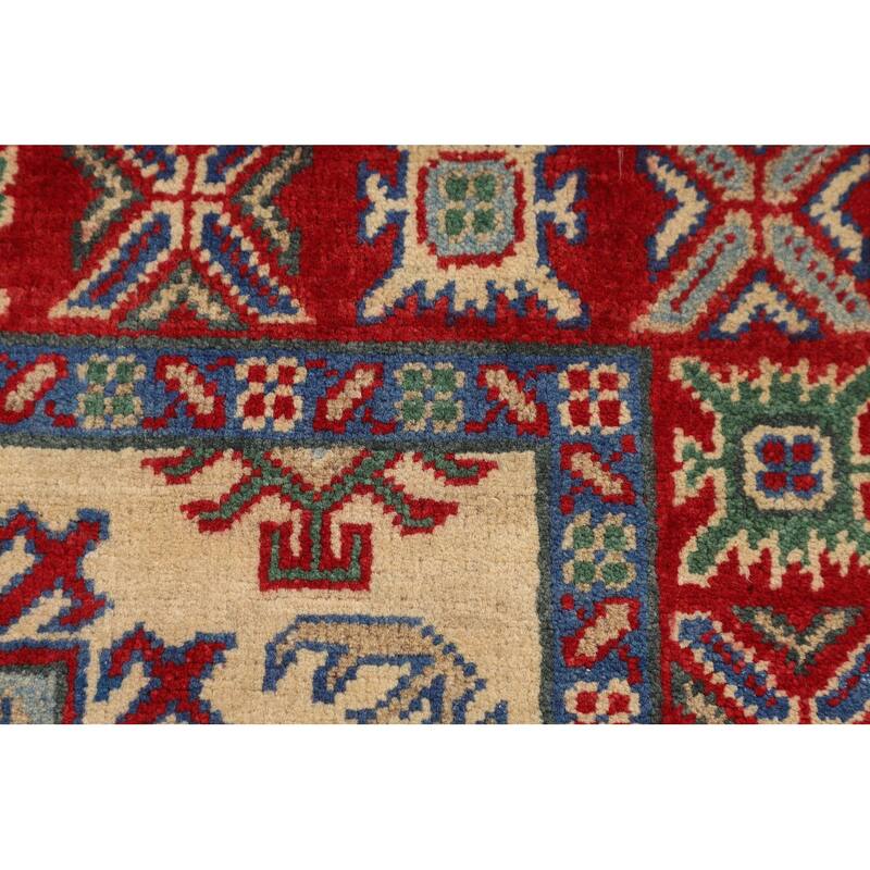 Kazak Foyer Rug Hand-Knotted Oriental Beige Wool Carpet - 2'8" x 4'1"