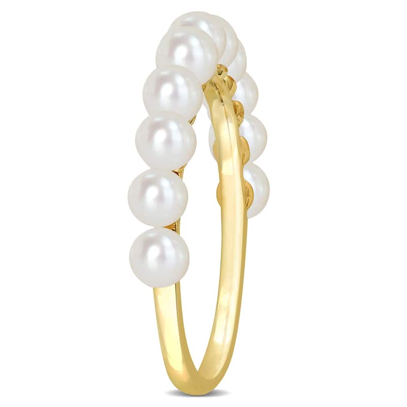 Miadora 3-3.5mm Cultured Freshwater Pearl Single Row Ring in 14k Yellow Gold