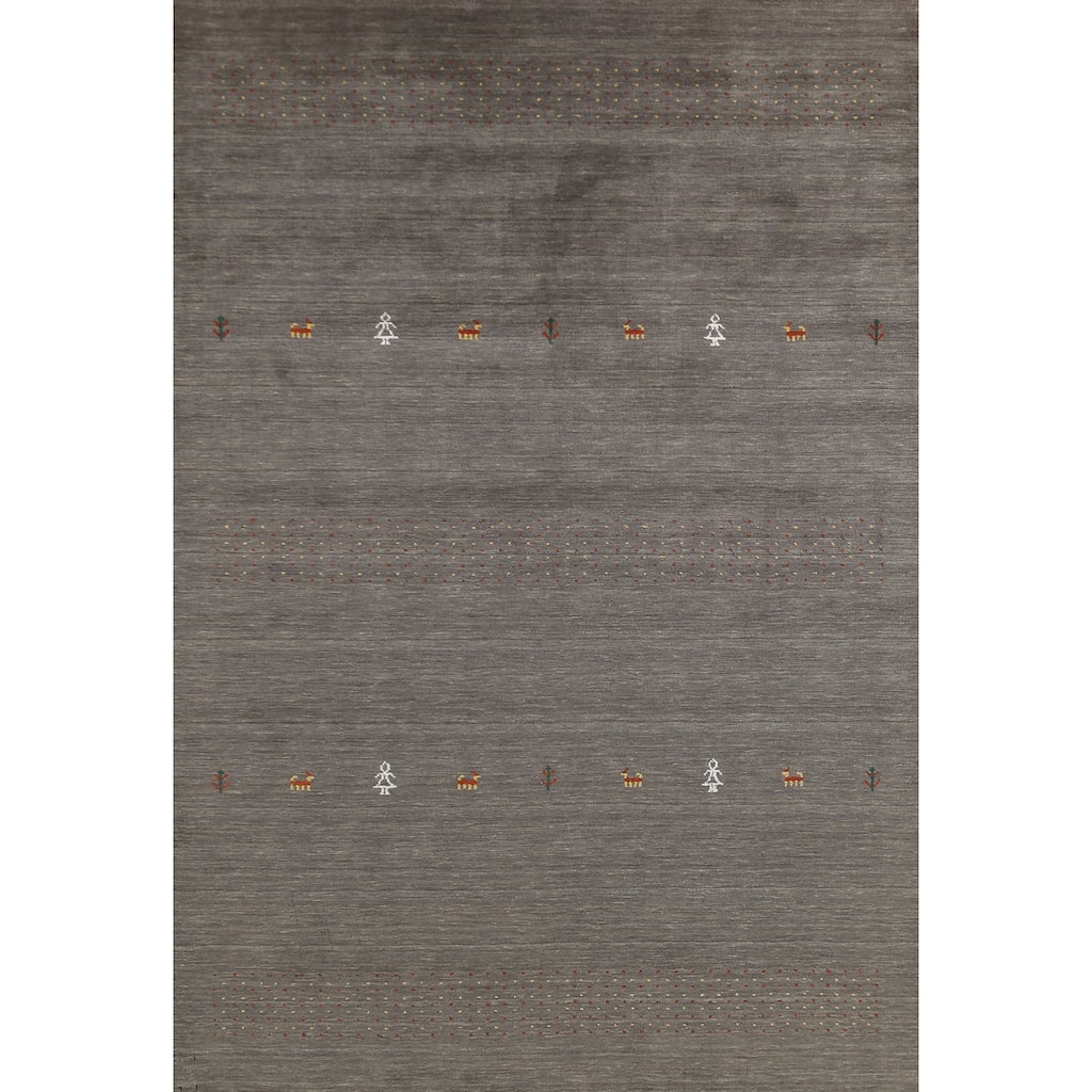Tribal Gabbeh Oriental Area Rug Hand-Knotted Wool Carpet - 6'10"x 9'10"