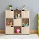 preview thumbnail 1 of 9, 9-cube Oak Organizer with 5 Enclosed Doors and 4 Shelves Oak