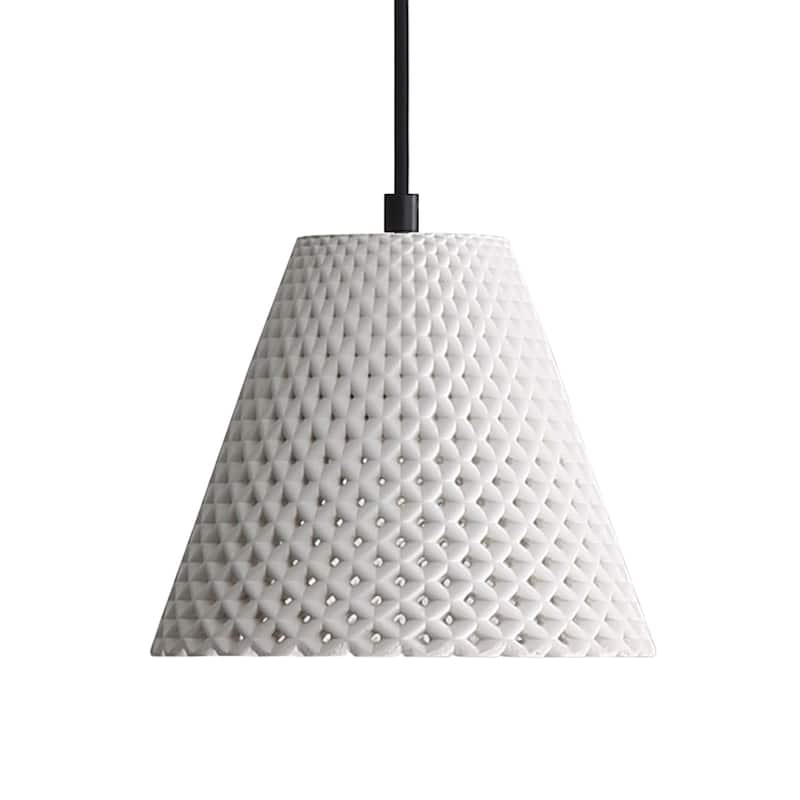 Golden Lighting Clarus 8in Integrated LED Pendant in White Sandstone Cement - Silver