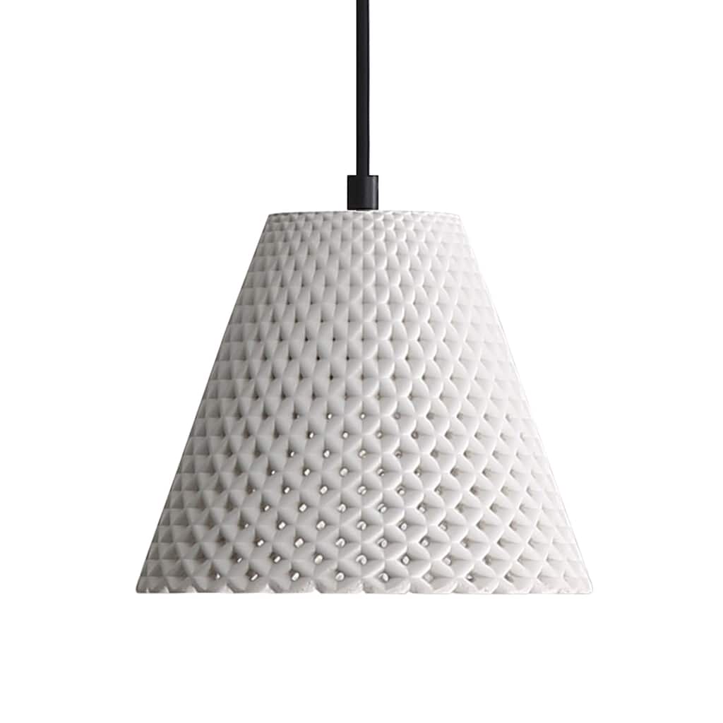 Golden Lighting Clarus 8in Integrated LED Pendant in White Sandstone Cement - Silver