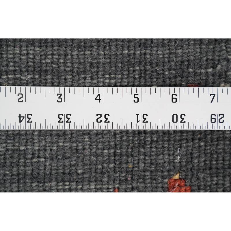 Hand Knotted Oriental 100% Wool Carpet Tribal Animal Pictorial Greys & Charcoal Gabbeh Area Rug - 5' 10'' X 2' 9''