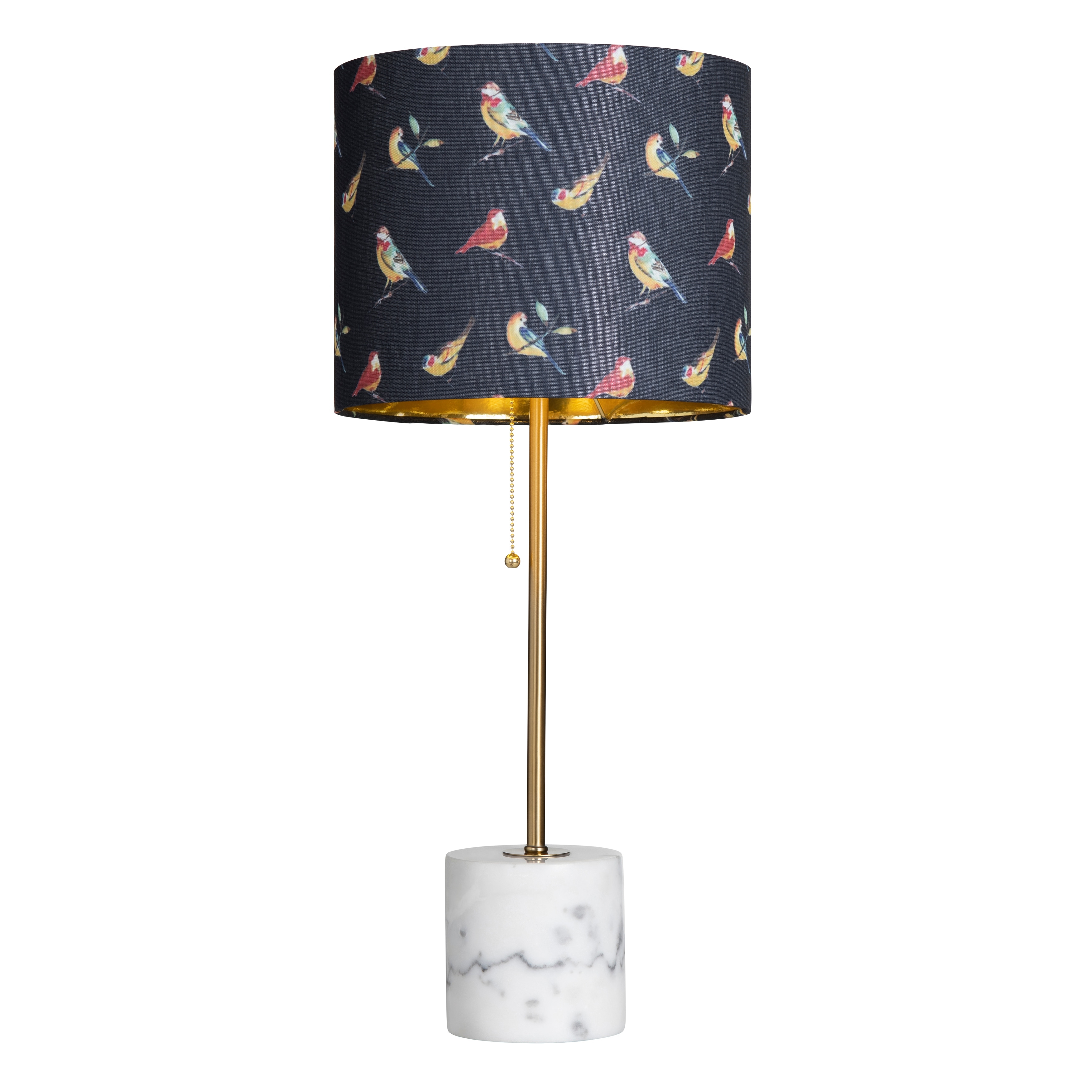 Isla Marble Base Lamp with Bird Shade - 12 x 12 x 28