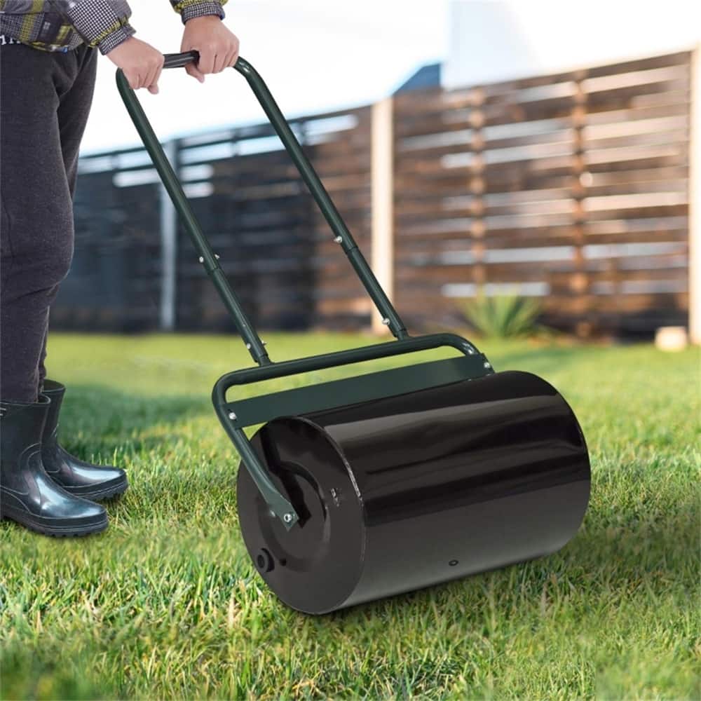 Heavy Duty Steel Lawn Roller with 10 Gallon Water or Sand Fill for Leveling Seeded Lawns Frost Damage