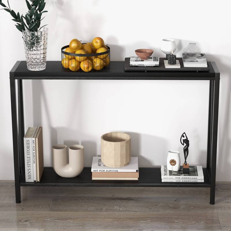 Easy Assembly Modern Sofa Table with Shelf for Entryway