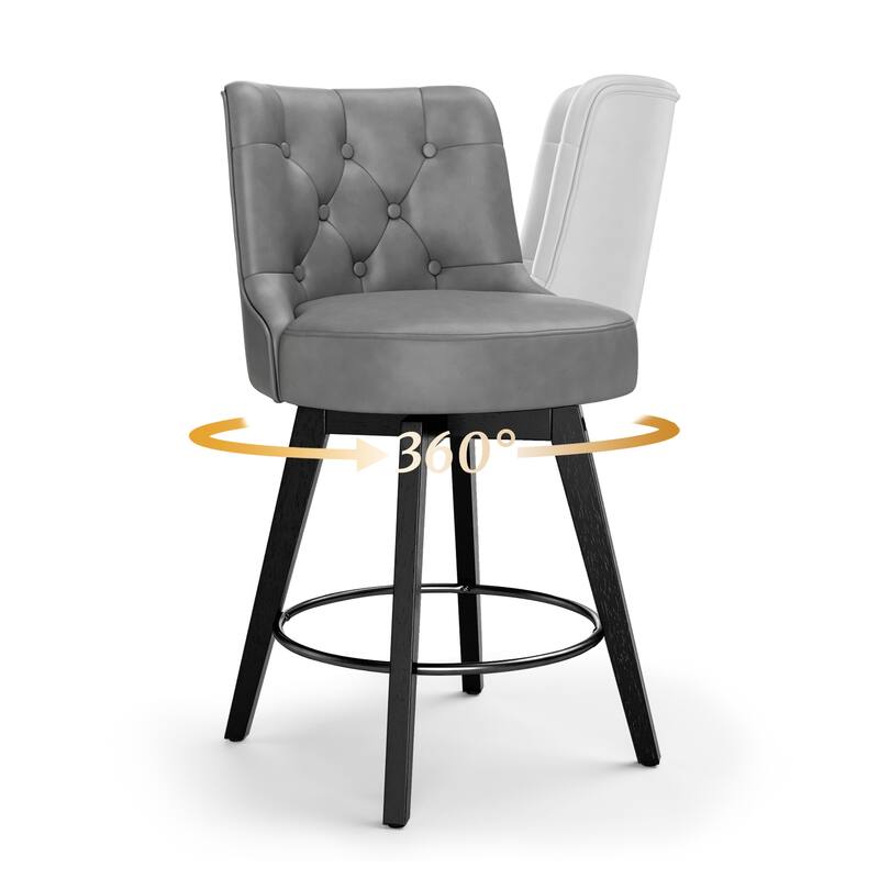 LUE BONA 26" Counter Height Swivel Bar Stools with Solid Wood Frame Set of 3 - 26" H