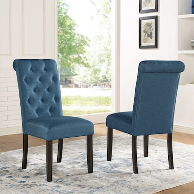 Set of 2 Solid Wood Tufted Dining Chair