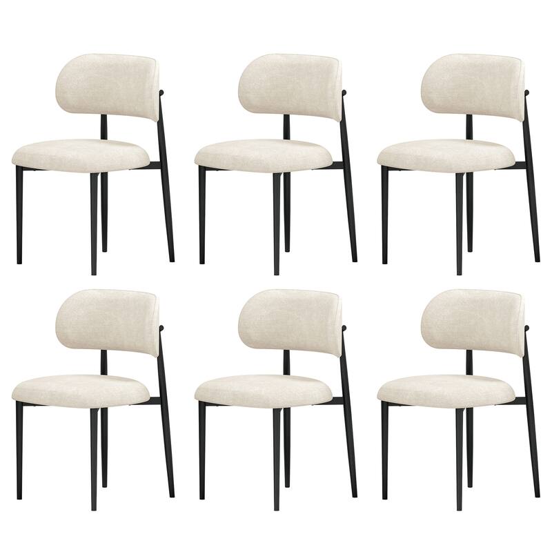 Vibe Upholstered Dining Chair with Black Metal Legs (Set of 6) - Beige
