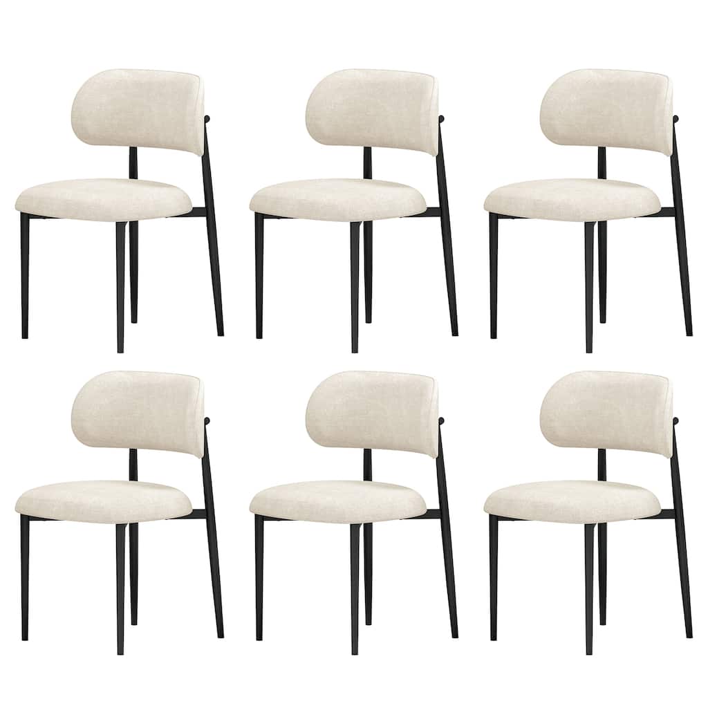 Vibe Upholstered Dining Chair with Black Metal Legs (Set of 6)
