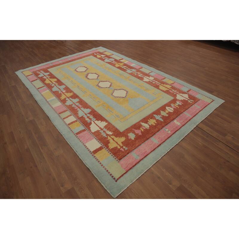 Geometric Gabbeh Vegetable Dye Area Rug Handmade Wool Carpet - 9' 0'' X 6' 2''