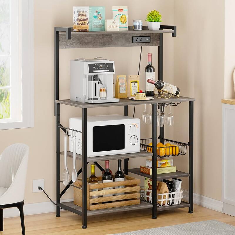Futzca Kitchen Bakers Rack, Microwave Stand, Coffee Bar