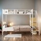 preview thumbnail 13 of 22, Versatile Design Twin over Full Metal Bunk Bed with Wire Shelving and Lateral Storage Ladder and Wardrobe White