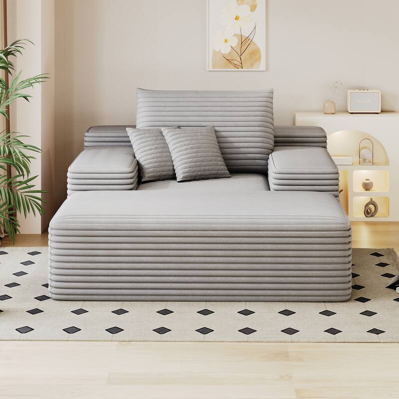51.2″ Corduroy 2-Seater Cloud Sofa with 600 lb Capacity & Ergonomic Pillows, No Assembly - Antique Grey