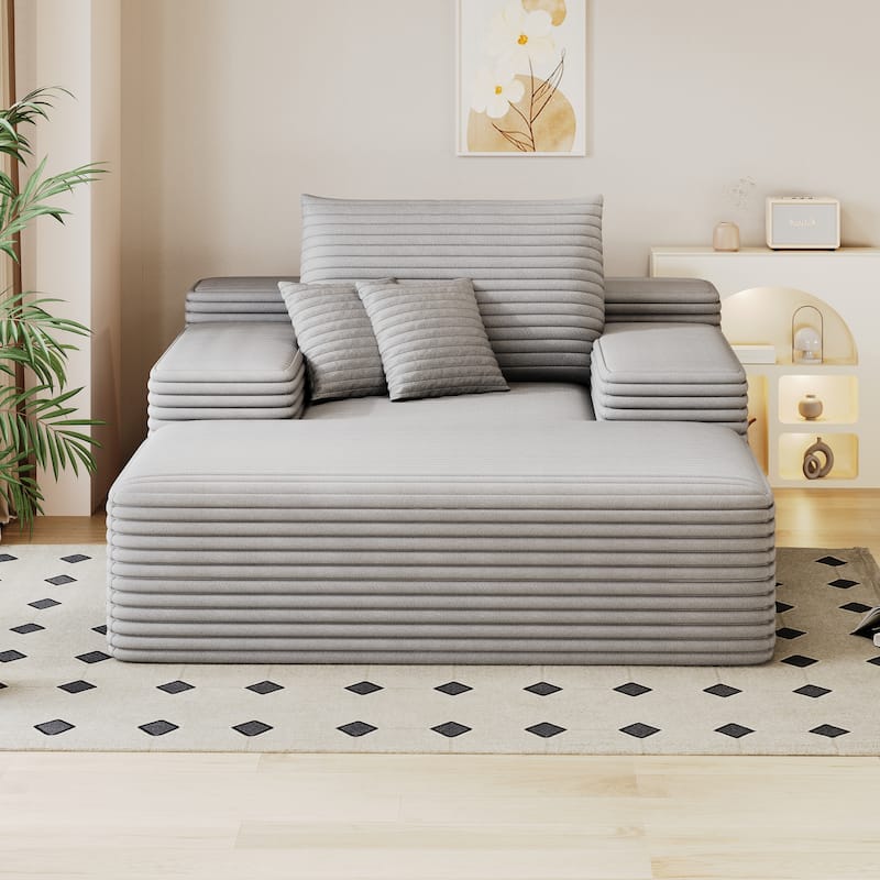 Oversized Corduroy Upholstered Single Sofa Chaise Lounge Chair Fluffy Plush Cloud Sofa Bed Sleeper Couch Reading Chair