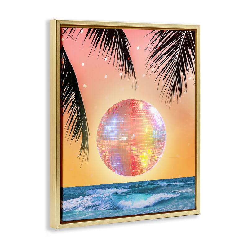 Stupell Tropical Disco Sunset Framed Floater Canvas Wall Art Design By Lil' Rue