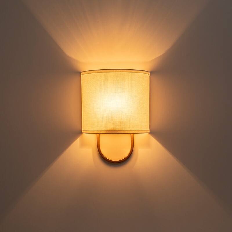 1-Light Modern Ivory Fabric Wall Sconce