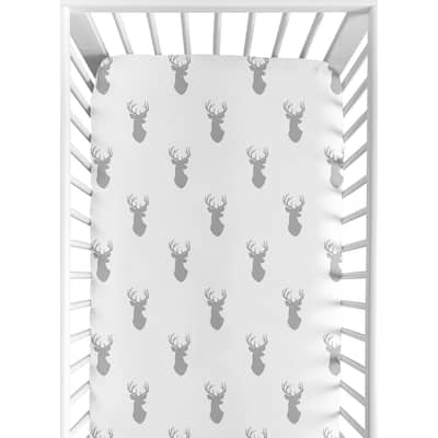 Sweet Jojo Designs Grey and White Stag Collection Fitted Crib Sheet