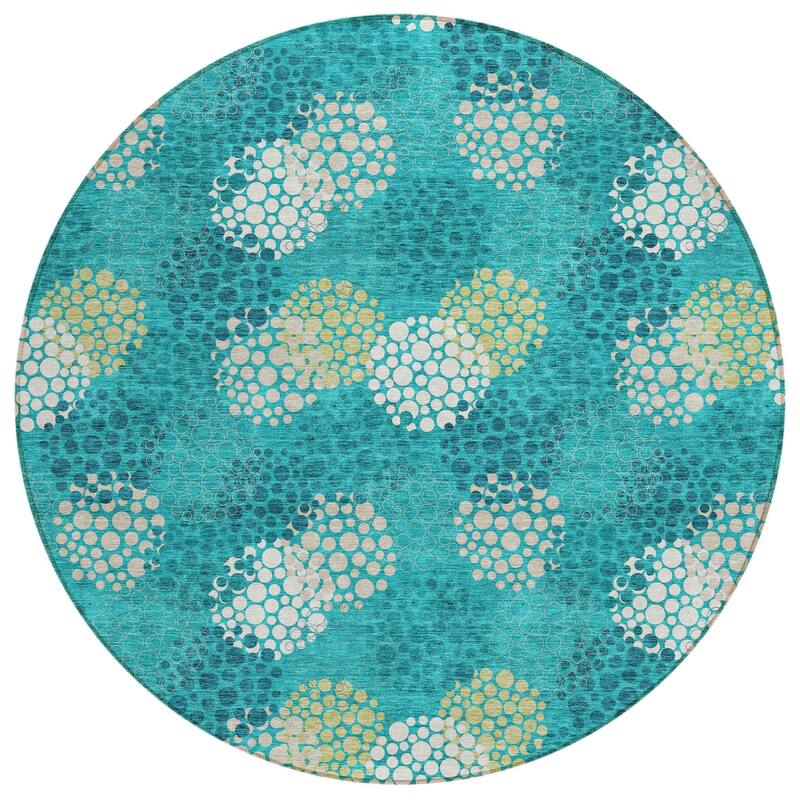 HomeRoots Polka Dot Transitional Rectangle Outdoor Rug
