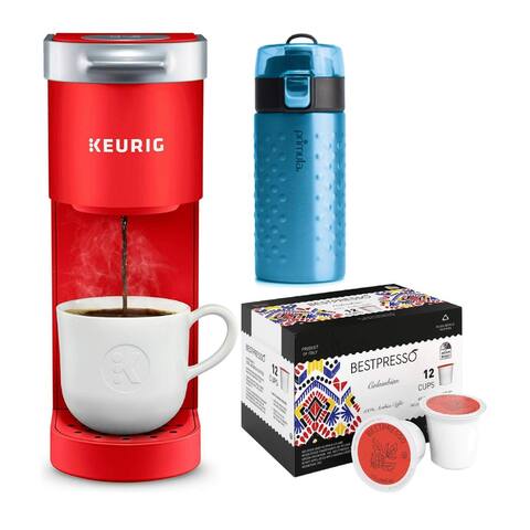 Keurig K-Mini Coffee Maker Single Serve K-Cup (Poppy Red) w/ Tumbler