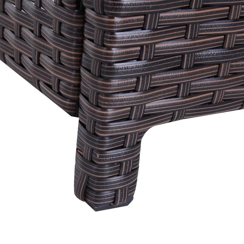 Outsunny Rattan Wicker Outdoor Accent Table with Umbrella Insert