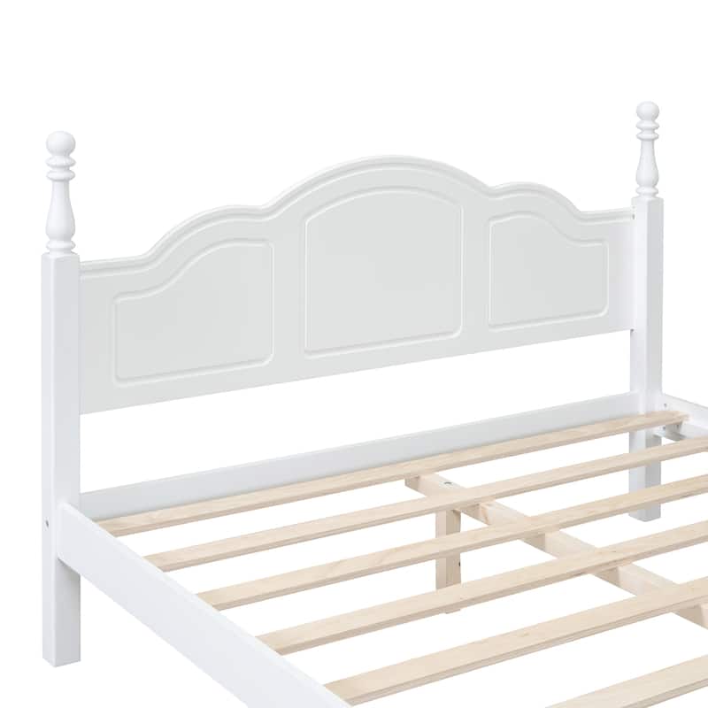 3-Pieces Bedroom Sets Rustic Platform Bed with 2 Nightstands