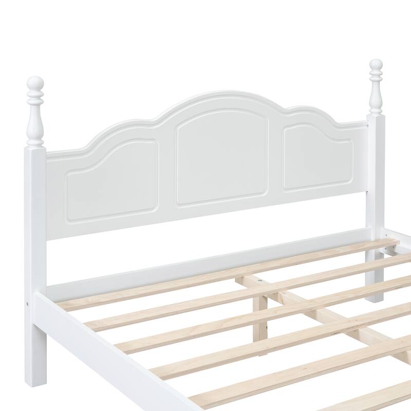 Wood Platform Bed Frame,Retro Style Platform Bed with Wooden Slat Support