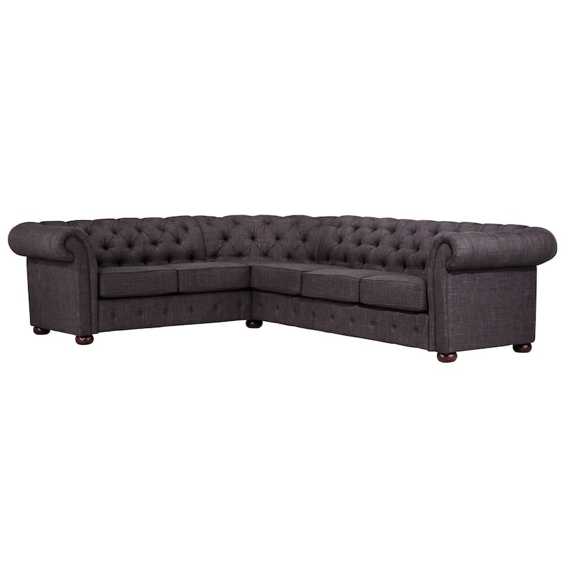 Knightsbridge Chesterfield Sectional by iNSPIRE Q Artisan - Dark Grey Linen