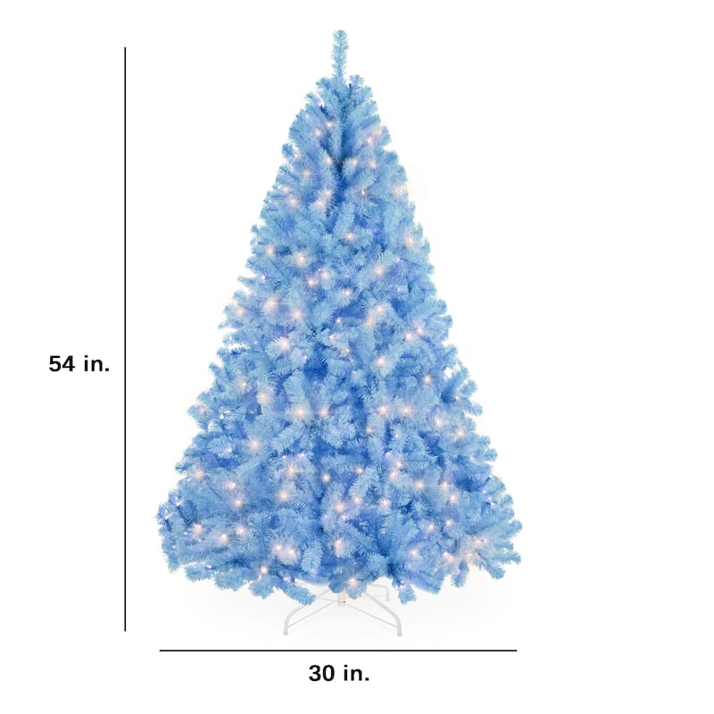Pre-Lit Artificial Baby Blue Christmas Tree w/ Incandescent Lights - 4.5 Foot