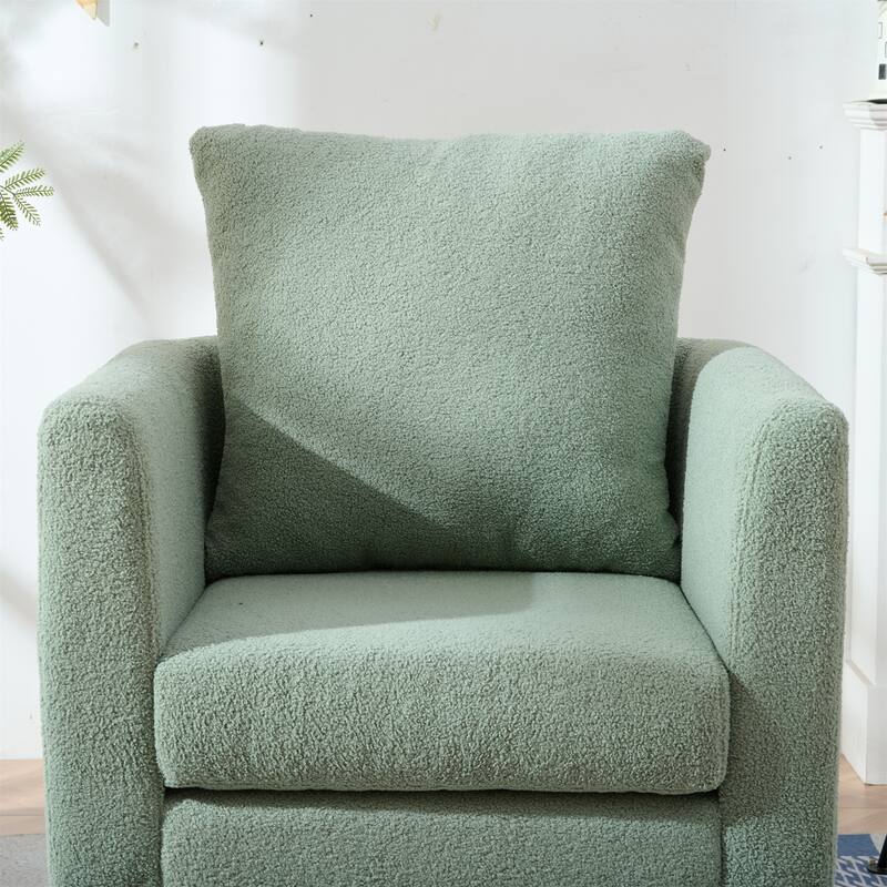 Modern 26.77" Upholstered Arm Chair with Solid Wood Legs and Waist Pillow