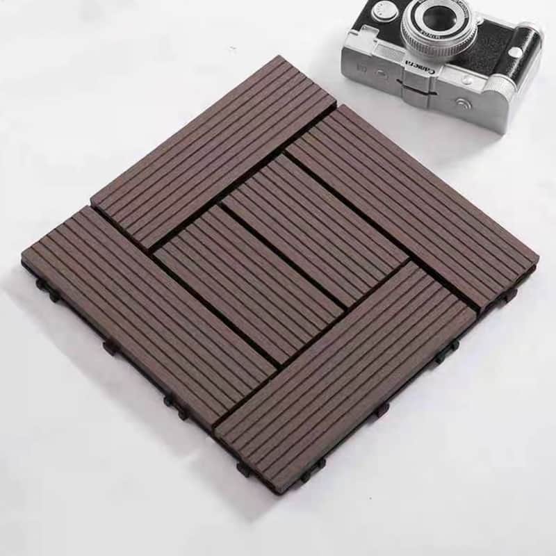 Wood Plastic Composite Deck Tiles Set of 20pcs, Composite Decking Resist Rust, Patio Flooring Outdoor Waterproof,12x12in
