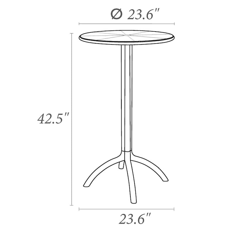 42.5" Black Durable Round Outdoor Patio Bar Table