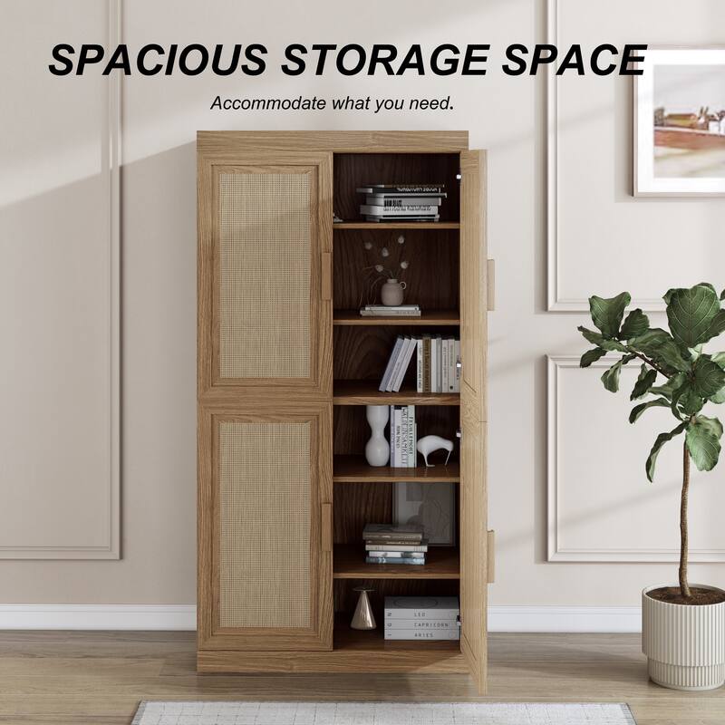 Modular Sideboard Cabinet with Storage Buffet Cabinet with Rattan Doors for Living Room Kitchen Dining Room Entryway