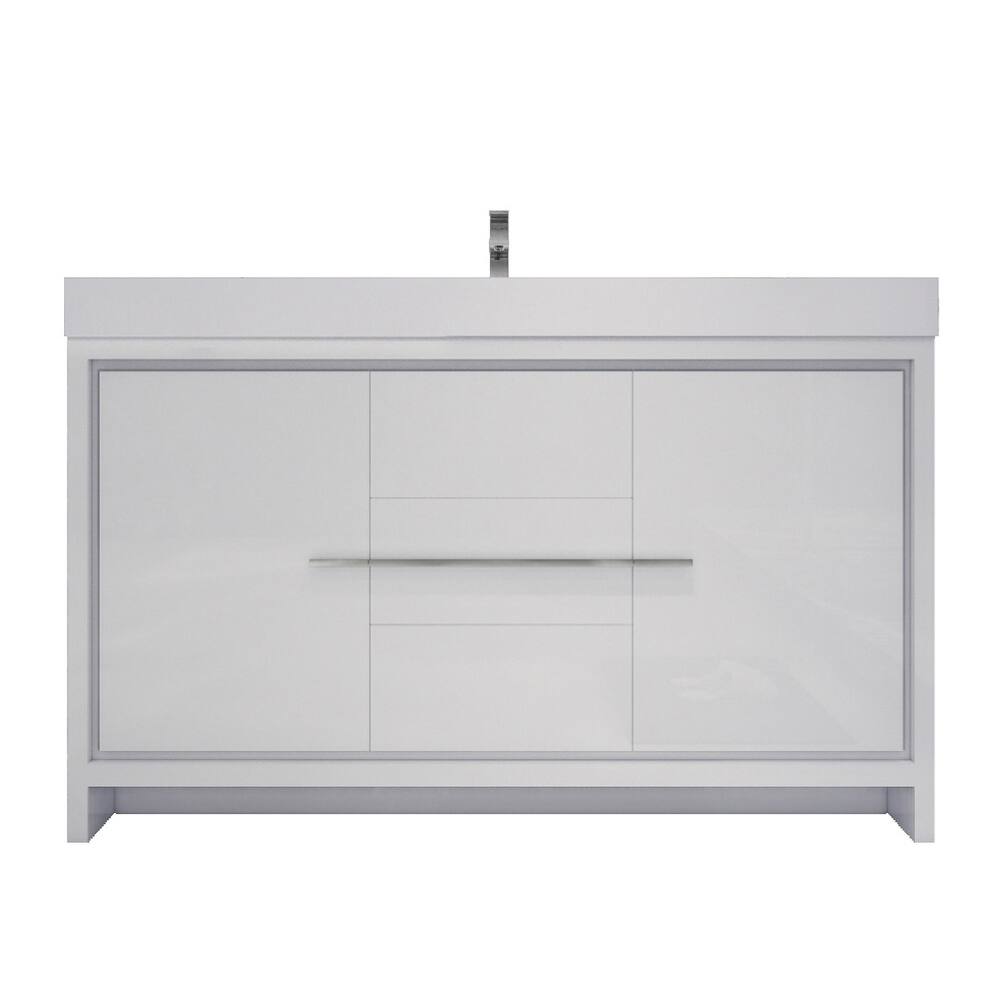 Dove 60'' Freestanding Vanity with Single Reinforced Acrylic Sink